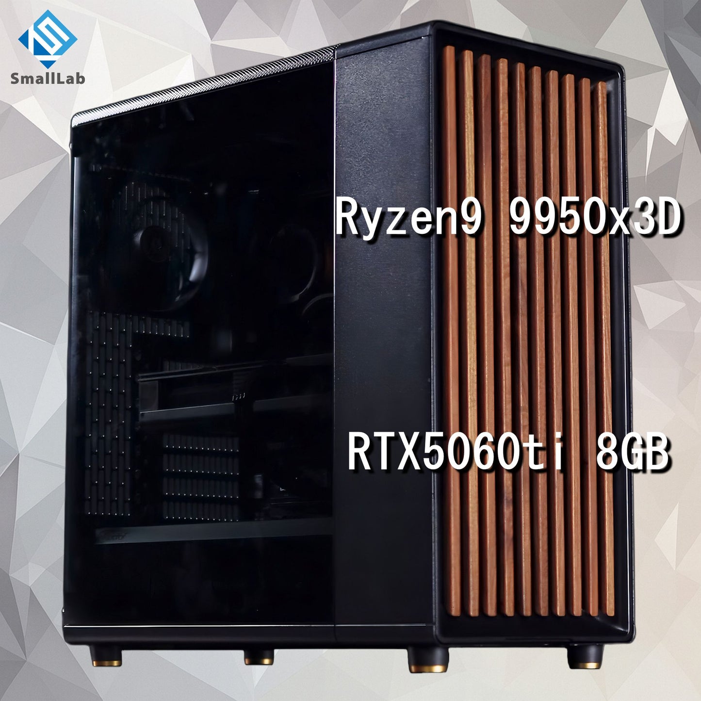 AMD Ryzen9 9950x3D ／ RTX5060ti 8GB ウッドデザイン ゲーミングPC Windows11 Home 簡易水冷 240mm ブラック 黒