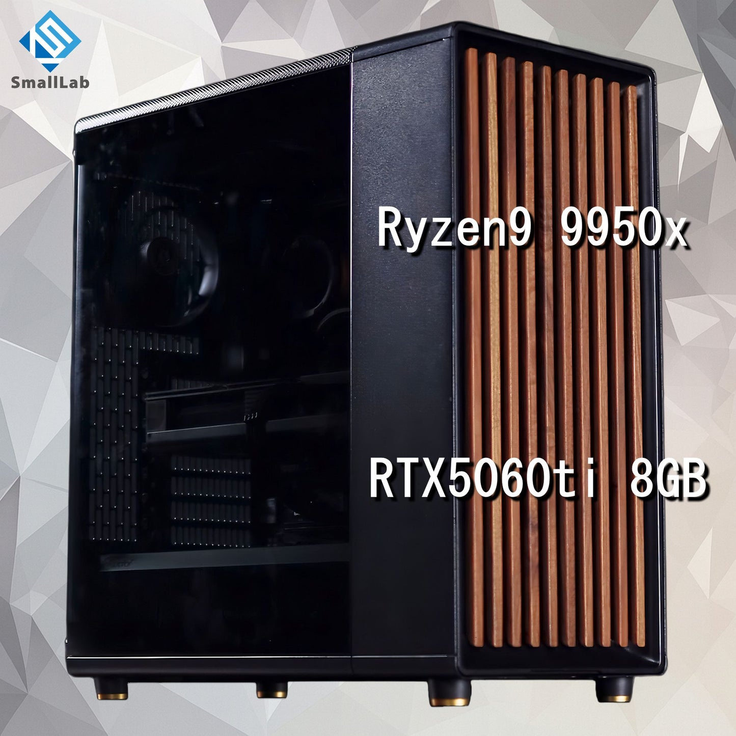 AMD Ryzen9 9950x ／ RTX5060ti 8GB ウッドデザイン ゲーミングPC Windows11 Home 簡易水冷 240mm ブラック 黒