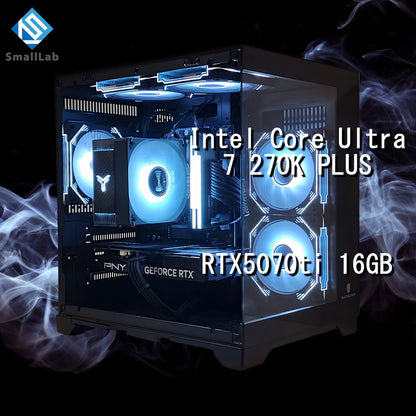 Intel Core Ultra 7 270K PLUS ／ RTX5070ti 16GB ガラス2面コンパクト ゲーミングPC Windows11 Home ブラック 黒