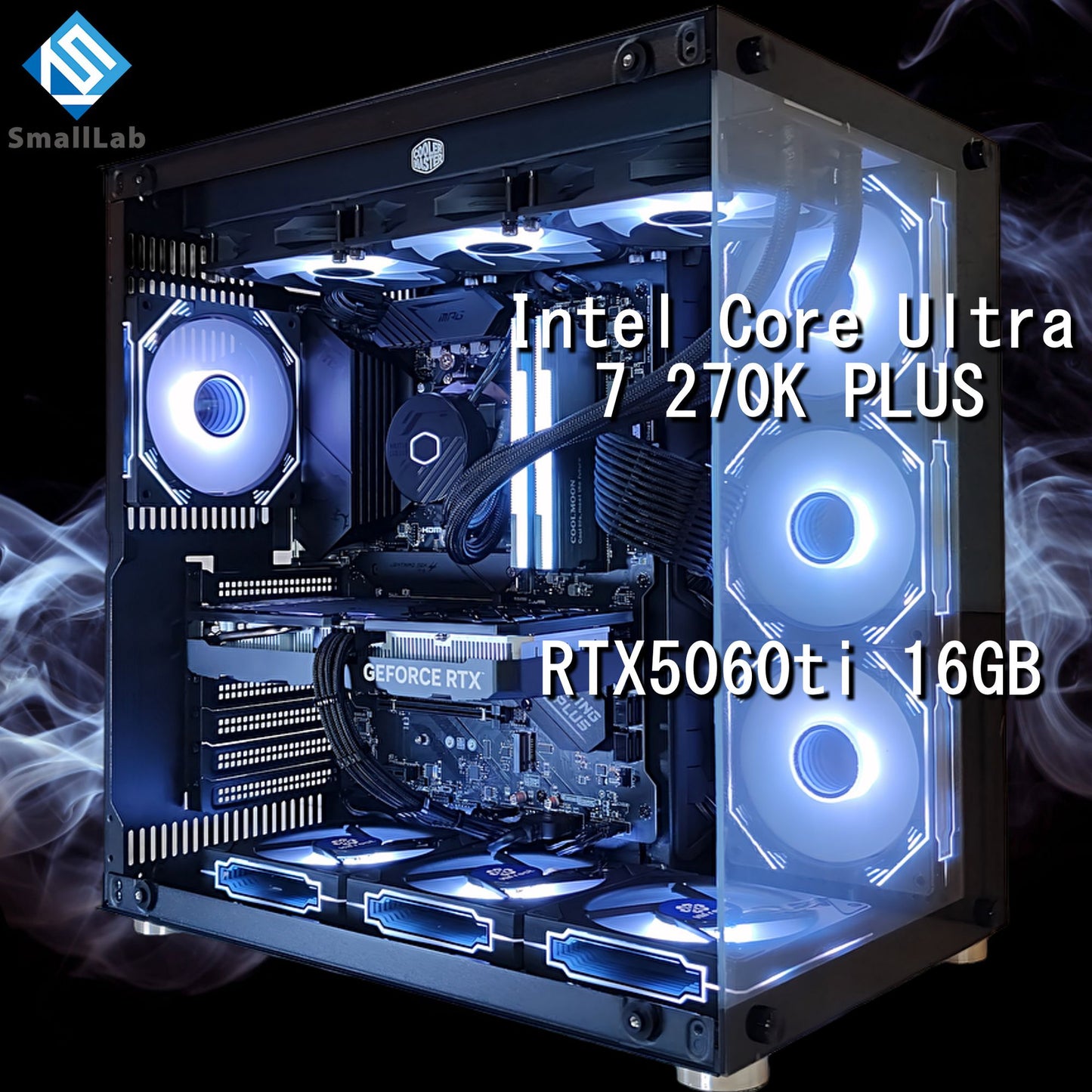 Intel Core Ultra 7 270K PLUS ／ RTX5060ti 16GB ガラス2面ATX ゲーミングPC Windows11 Home 簡易水冷 360mm ブラック 黒