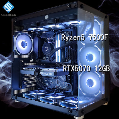 AMD Ryzen5 7500F ／ RTX5070 12GB ガラス2面ATX ゲーミングPC Windows11 Home 簡易水冷 360mm ブラック 黒