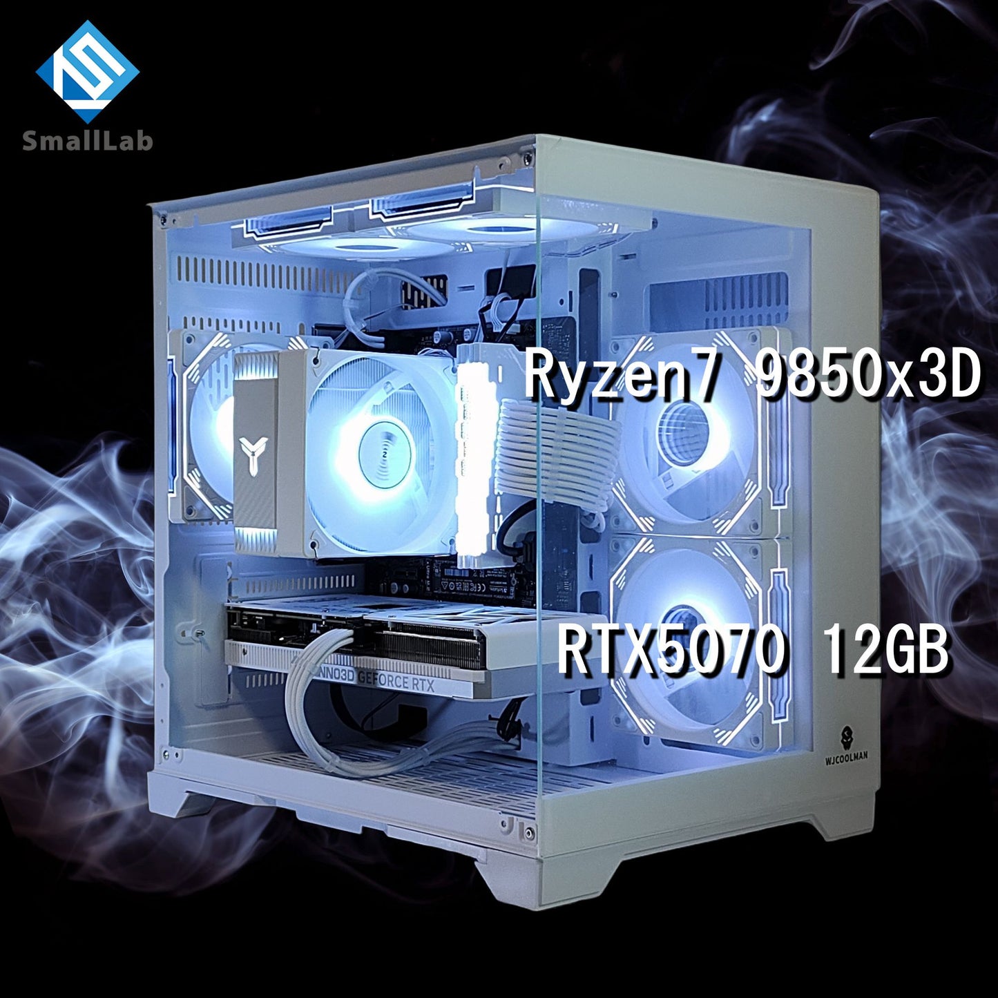 AMD Ryzen7 9850x3D ／ RTX5070 12GB ガラス2面コンパクト ゲーミングPC Windows11 Home ホワイト 白