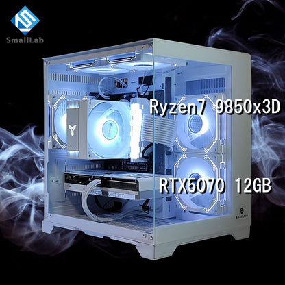 AMD Ryzen7 9850x3D ／ RTX5070 12GB ガラス2面コンパクト ゲーミングPC Windows11 Home ホワイト 白