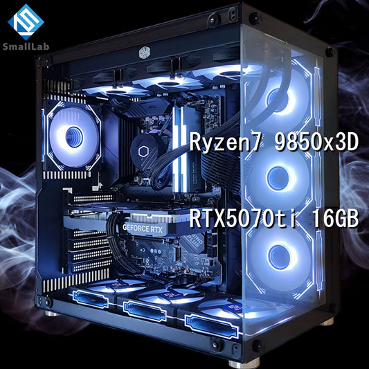AMD Ryzen7 9850x3D ／ RTX5070ti 16GB ガラス2面ATX ゲーミングPC Windows11 Home 簡易水冷 360mm ブラック 黒