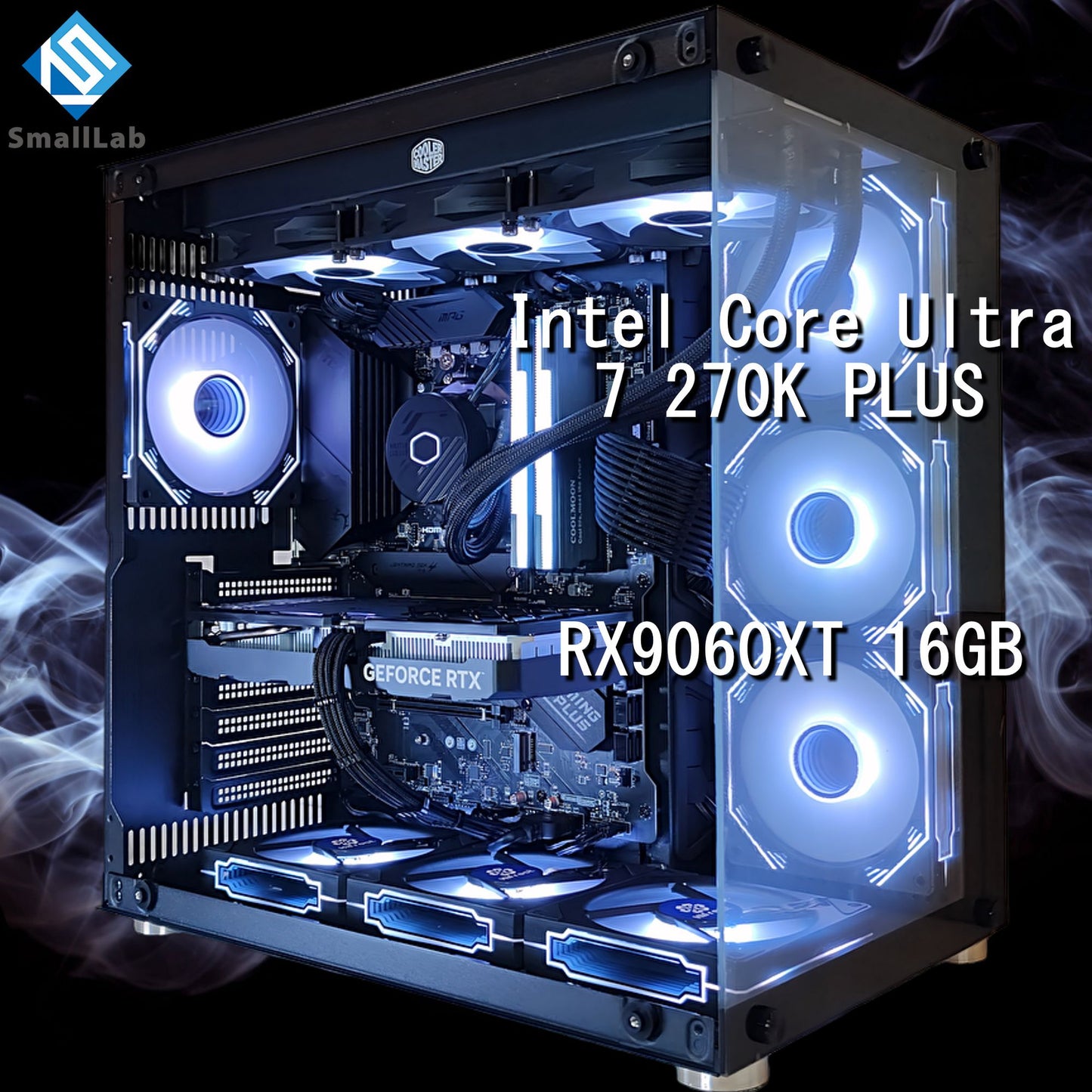 Intel Core Ultra 7 270K PLUS ／ RX9060XT 16GB ガラス2面ATX ゲーミングPC Windows11 Home 簡易水冷 360mm ブラック 黒