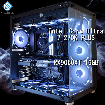 Intel Core Ultra 7 270K PLUS ／ RX9060XT 16GB ガラス2面ATX ゲーミングPC Windows11 Home 簡易水冷 360mm ブラック 黒