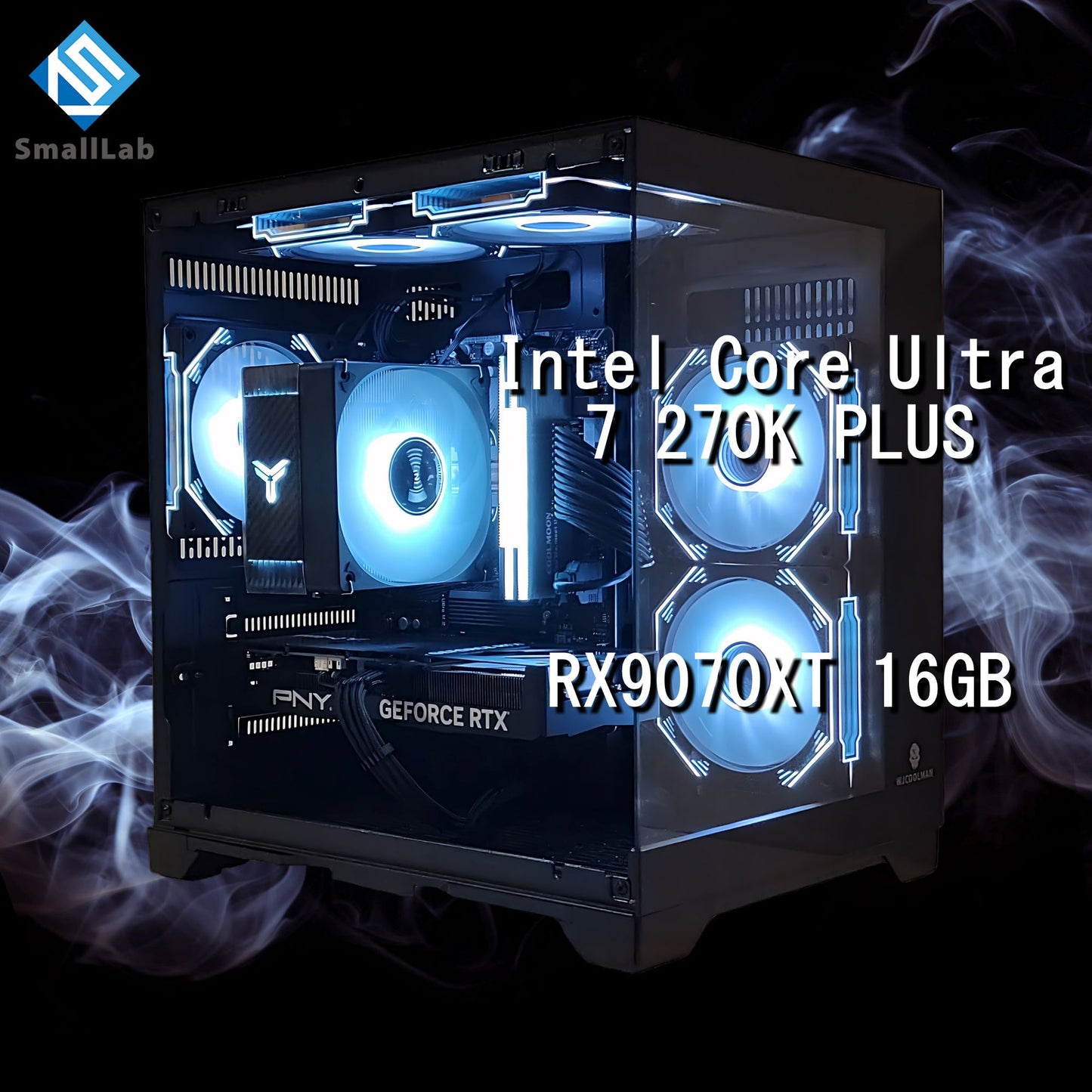 Intel Core Ultra 7 270K PLUS ／ RX9070XT 16GB ガラス2面コンパクト ゲーミングPC Windows11 Home ブラック 黒