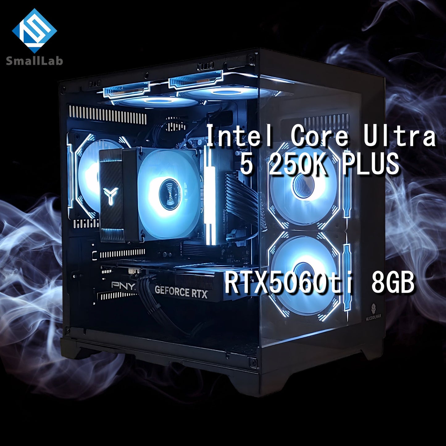 Intel Core Ultra 5 250K PLUS ／ RTX5060ti 8GB ガラス2面コンパクト ゲーミングPC Windows11 Home ブラック 黒