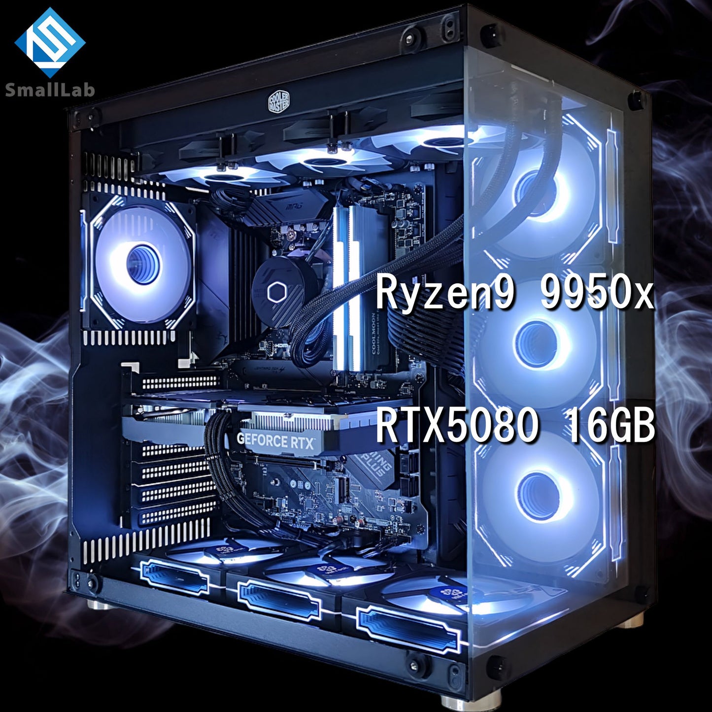 AMD Ryzen9 9950x ／ RTX5080 16GB ガラス2面ATX ゲーミングPC Windows11 Home 簡易水冷 360mm ブラック 黒