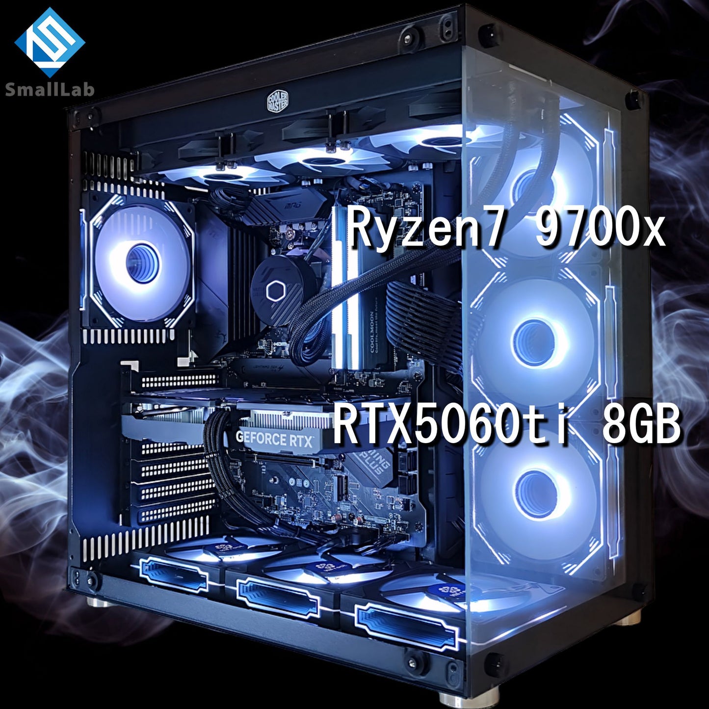 AMD Ryzen7 9700x ／ RTX5060ti 8GB ガラス2面ATX ゲーミングPC Windows11 Home 簡易水冷 360mm ブラック 黒