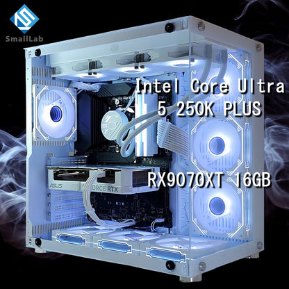 Intel Core Ultra 5 250K PLUS ／ RX9070XT 16GB ガラス2面ATX ゲーミングPC Windows11 Home 簡易水冷 360mm ホワイト 白