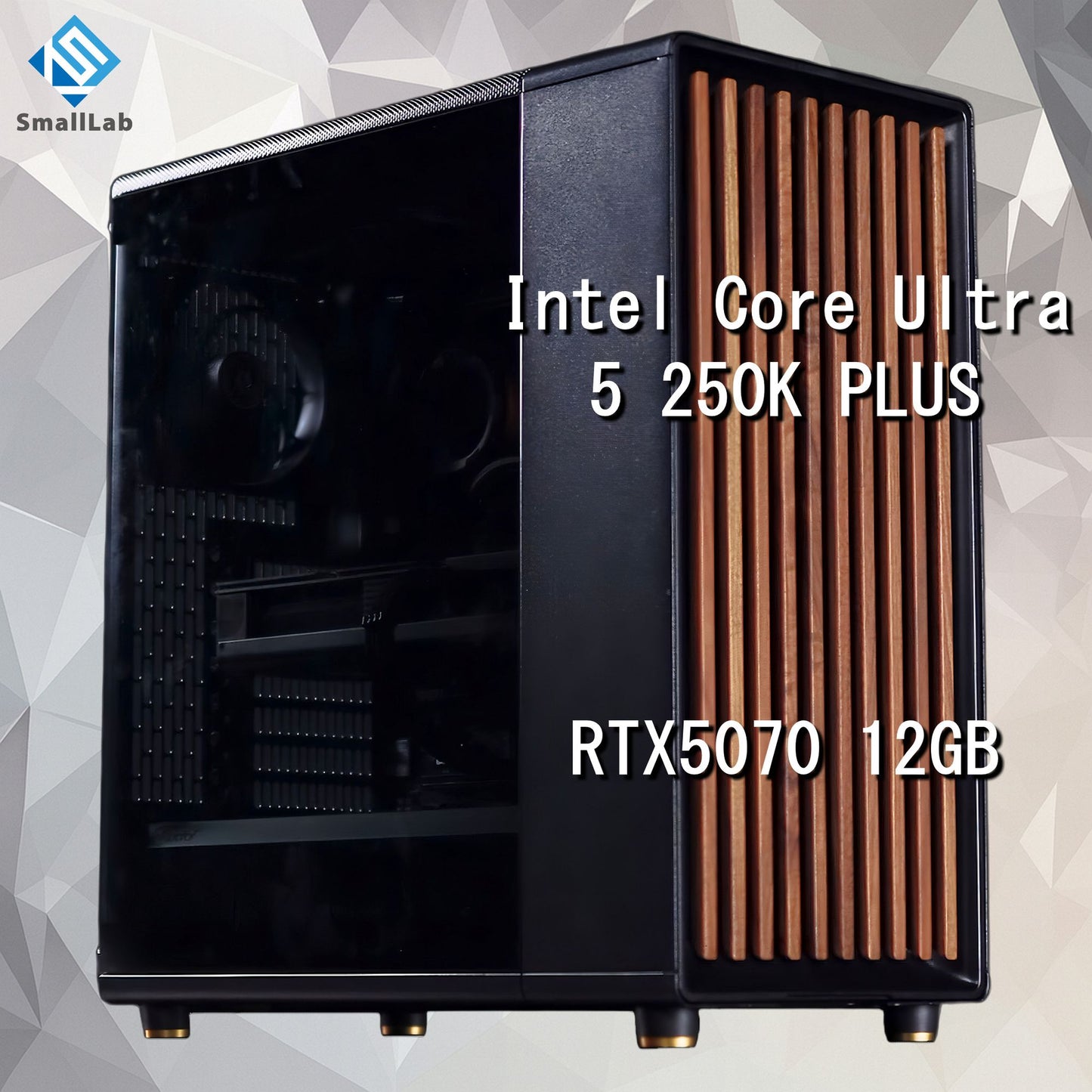 Intel Core Ultra 5 250K PLUS ／ RTX5070 12GB ウッドデザイン ゲーミングPC Windows11 Home 簡易水冷 240mm ブラック 黒