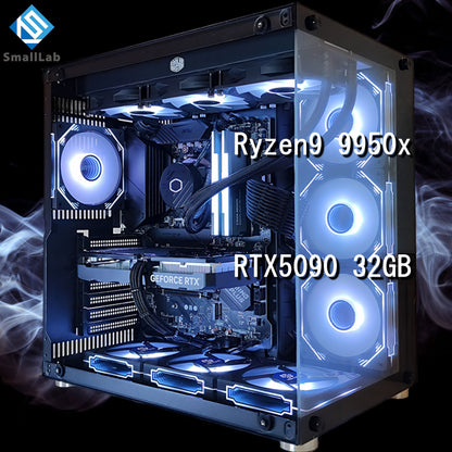 AMD Ryzen9 9950x ／ RTX5090 32GB ガラス2面ATX ゲーミングPC Windows11 Home 簡易水冷 360mm ブラック 黒