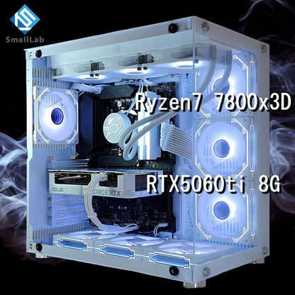 AMD Ryzen7 7800x3D ／ RTX5060ti 8GB ガラス2面ATX ゲーミングPC Windows11 Home 簡易水冷 360mm ホワイト 白