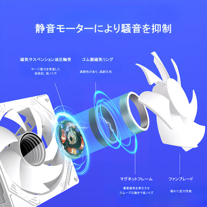 COOLMOON HiFrost PCケースファン5枚セット 120mm  4pin PWM LED ARGB 5v 3pin ファンハブ コントローラー付き リモコン 色変更可能 ファン回転速度変更可能 インフィニティ―ミラー