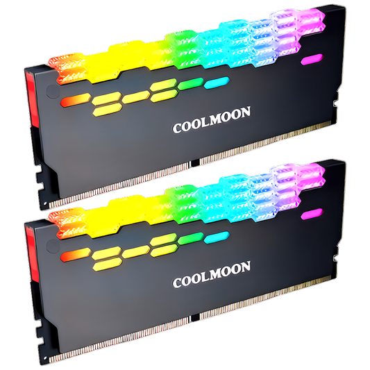 COOLMOON Memory Heatsink LED ARGB 5v 3pin RAM Cooling Diamond Cut Set of 2