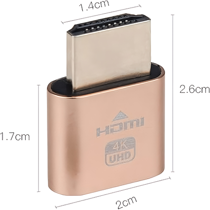 HDMI ダミープラグアダプター4K@60Hz 仮想 バーチャル ヘッドレス ゴースト シュミレーション エミュレーター VR用途 リモート用途 ブラック 黒