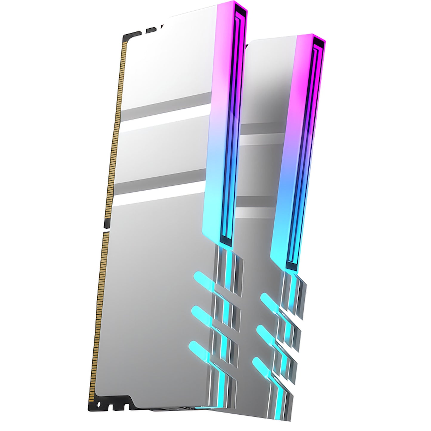 メモリ ヒートシンク インフィニティーミラー LED ARGB 5v 3pin RAM RGB 冷却 アルミニウム 2個入りセット (シルバー)