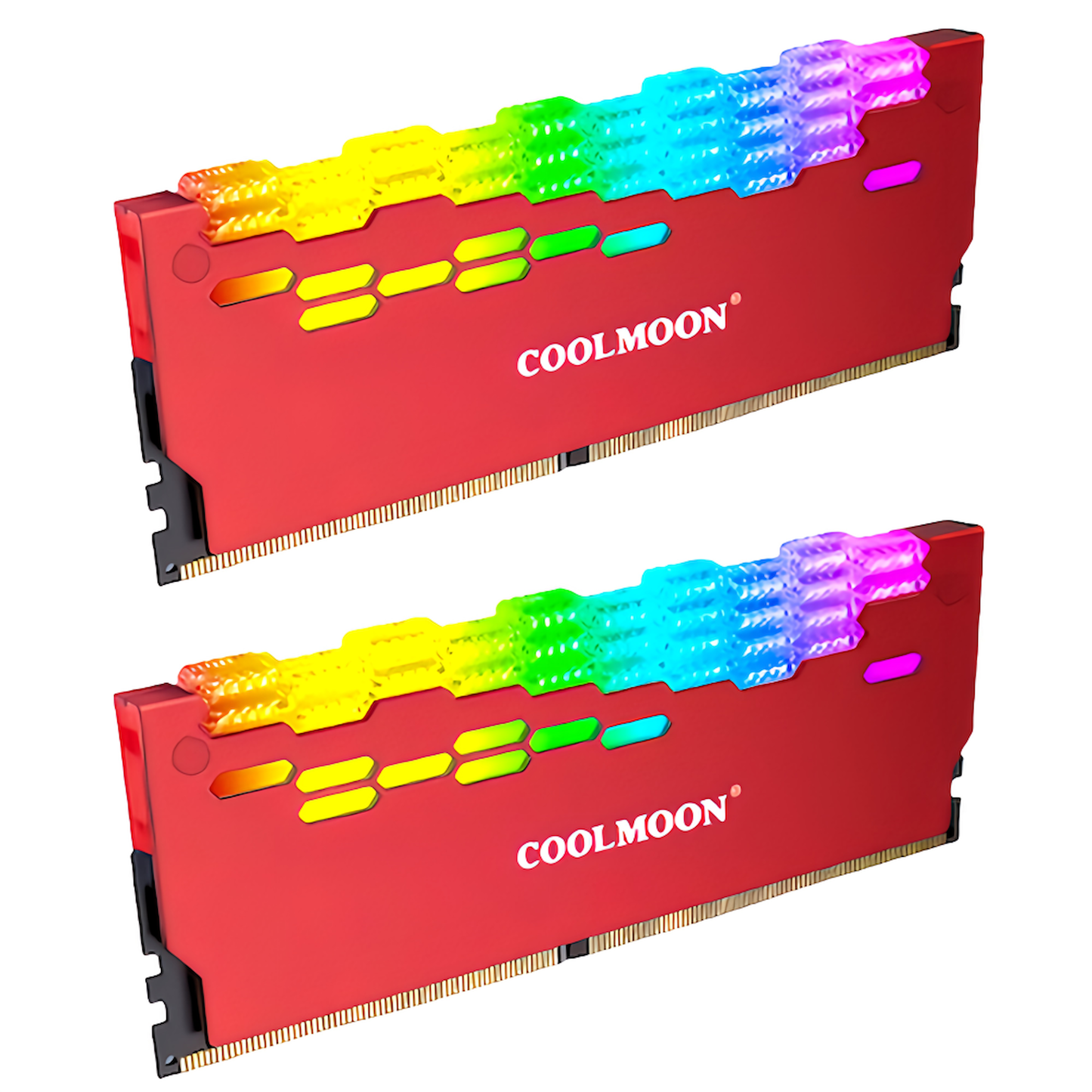 COOLMOON Memory Heatsink LED ARGB 5v 3pin RAM Cooling Diamond Cut Set of 2