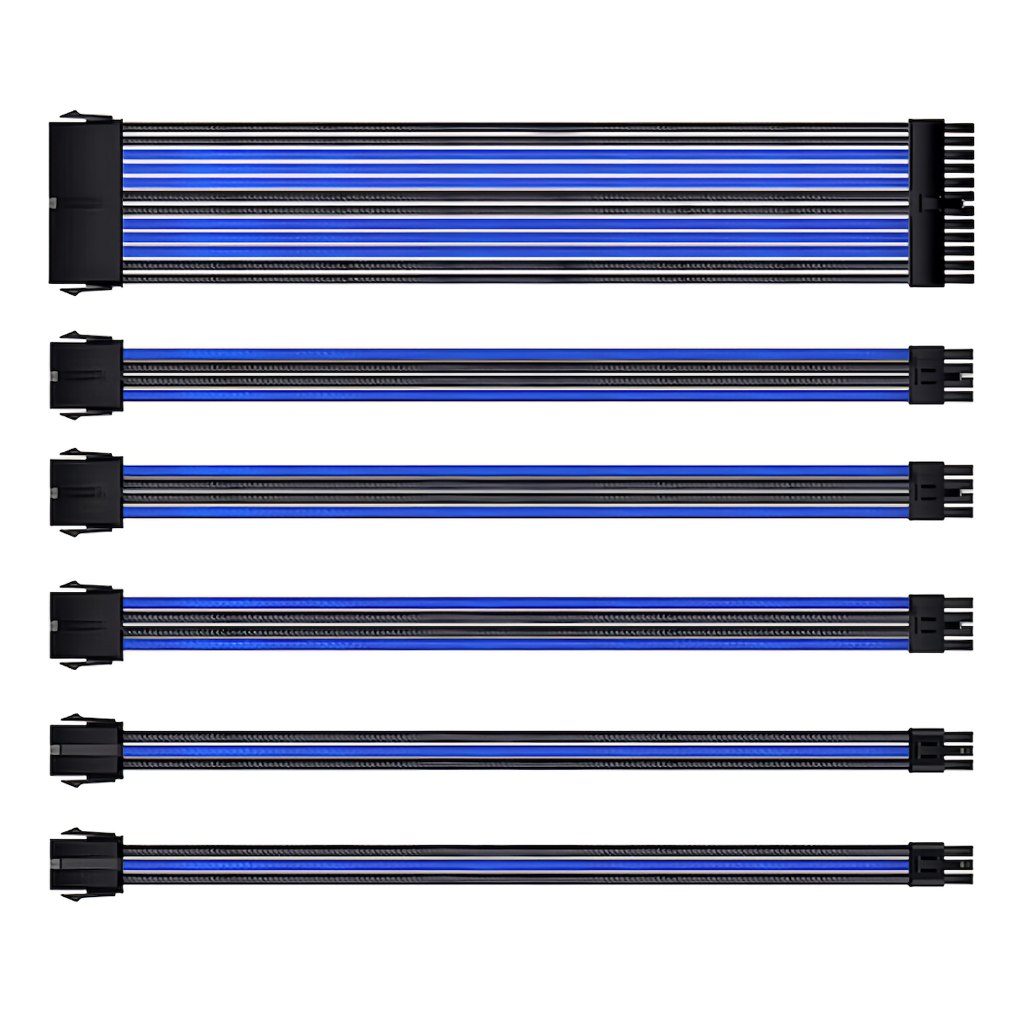 2-color sleeved cable extension cable 30cm 24pin 8pin (6+2pin x 2, 4+4pin x 1) 6pin x 2 Motherboard Graphics board Power supply unit Cable comb included