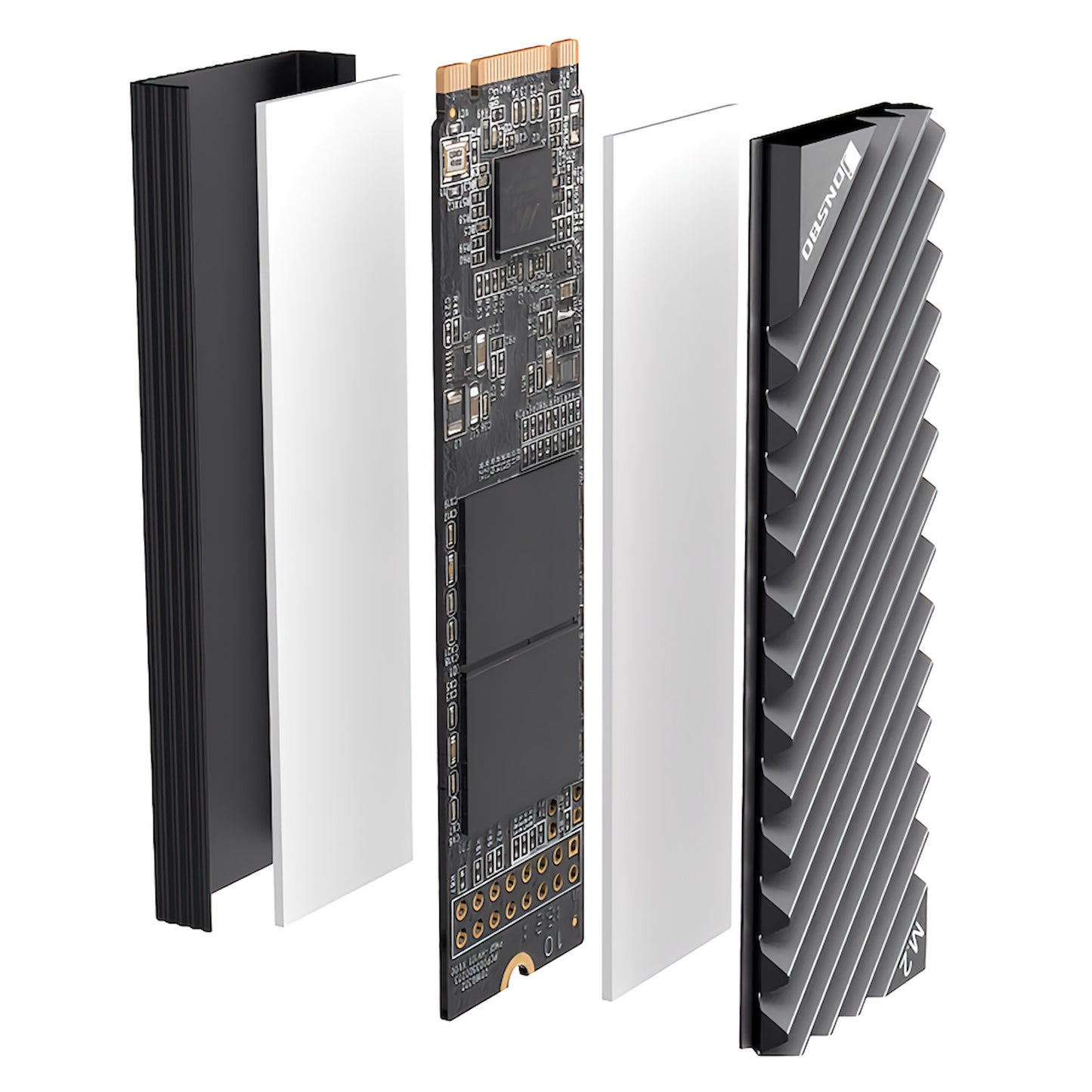 JONSBO SSDヒートシンク 冷却 M.2 PCIE SATA 2280 SSDクーラー SSD両面冷却 アルミニウム サーマルパッド付き