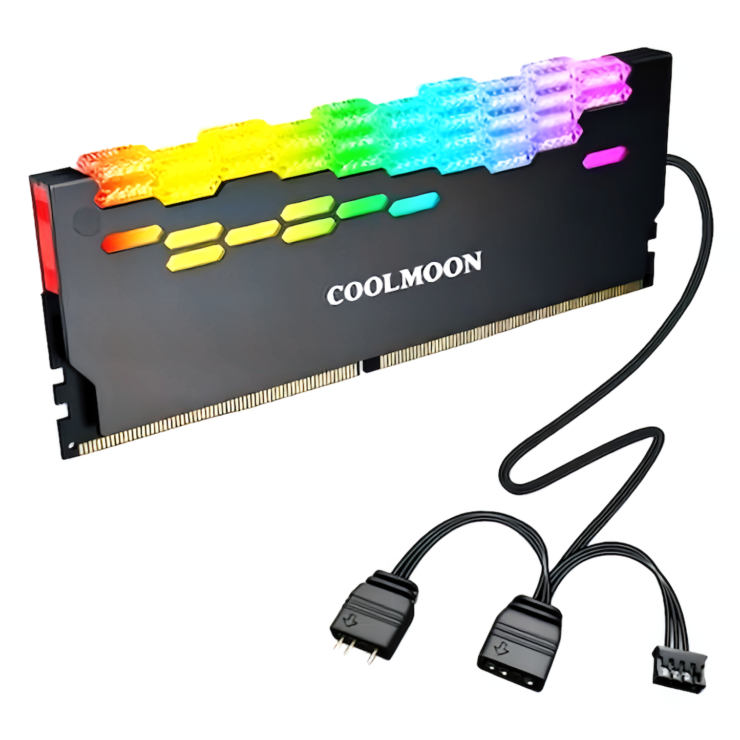 COOLMOON Memory Heatsink LED ARGB 5v 3pin RAM Cooling Diamond Cut Set of 2