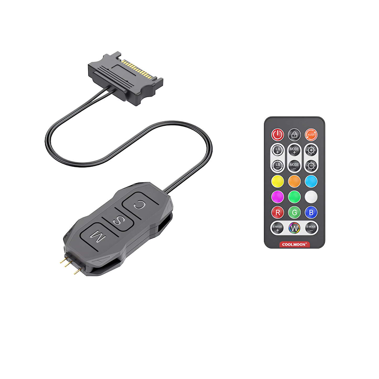 COOLMOON ARGBコントローラー LED操作 LED遠隔操作5v 3pin リモコン付き LEDモード切替 LED速度切替 SATA電源 黒 ブラック