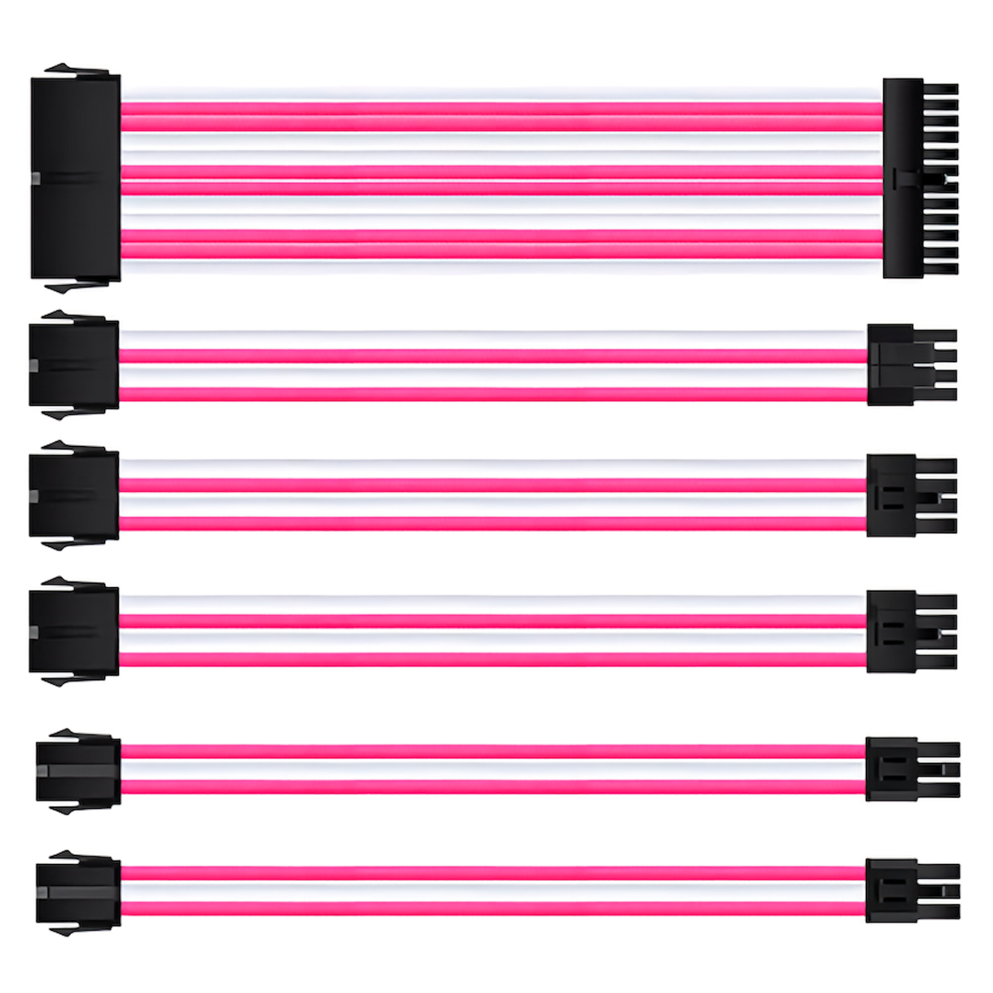 2-color sleeved cable extension cable 30cm 24pin 8pin (6+2pin x 2, 4+4pin x 1) 6pin x 2 Motherboard Graphics board Power supply unit Cable comb included
