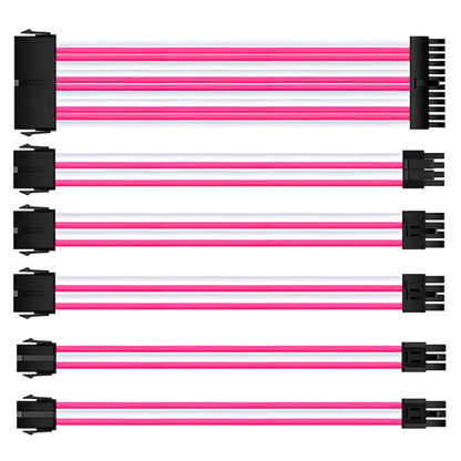 2色スリーブケーブル 延長ケーブル 30cm 24pin 8pin(6+2pin×2、4+4pin×1) 6pin×2 マザーボード グラフィックボード 電源ユニット ケーブルコーム付き
