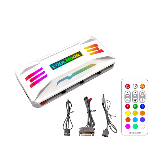 COOLMOON LED ARGB 5v 3pin ファンハブ コントローラー リモコン 色変更可能 ファン回転速度変更可能
