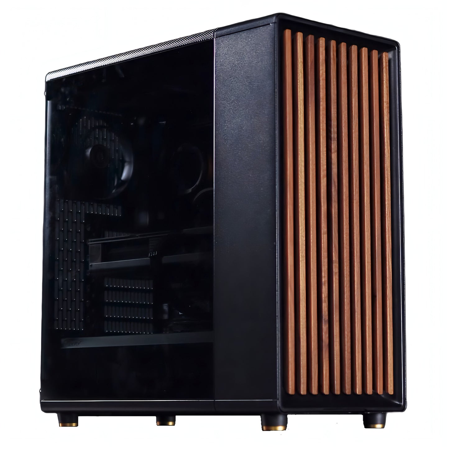 AMD Ryzen7 5700x ／ RTX5060 8GB ウッドデザイン ゲーミングPC  簡易水冷 240mm ブラック 黒