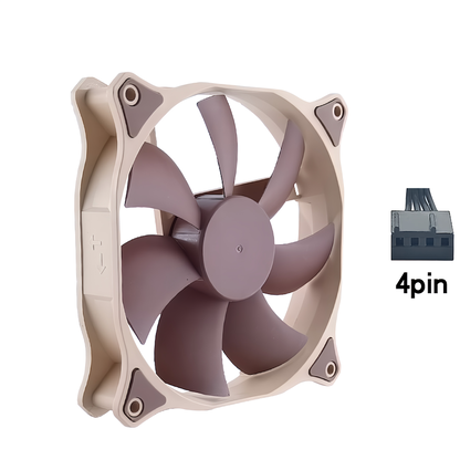 ケースファン 12cm 120mm PWM 4pin DC12V 600-1200rpm 2.5cm幅 自動回転数制御 静音 CPUファン  ブラウン 茶色 1枚