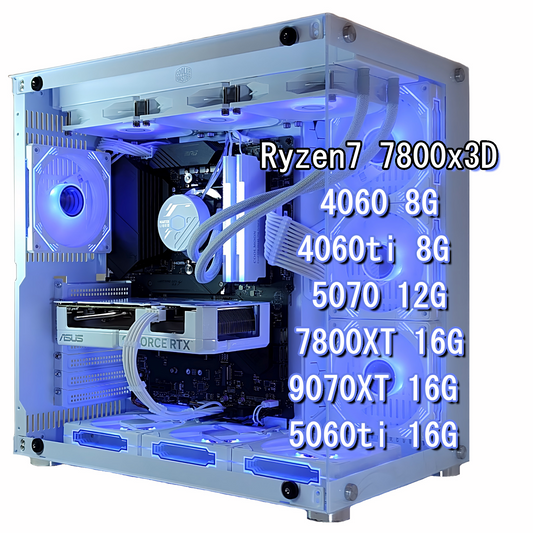 スモールラボ AMD Ryzen7 7800x3D ガラス2面ATX ゲーミングPC 簡易水冷 360mm ホワイト 白