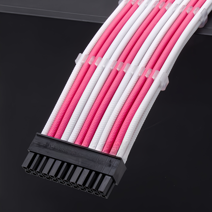 2色スリーブケーブル 延長ケーブル 30cm 24pin 8pin(6+2pin×2、4+4pin×1) 6pin×2 マザーボード グラフィックボード 電源ユニット ケーブルコーム付き