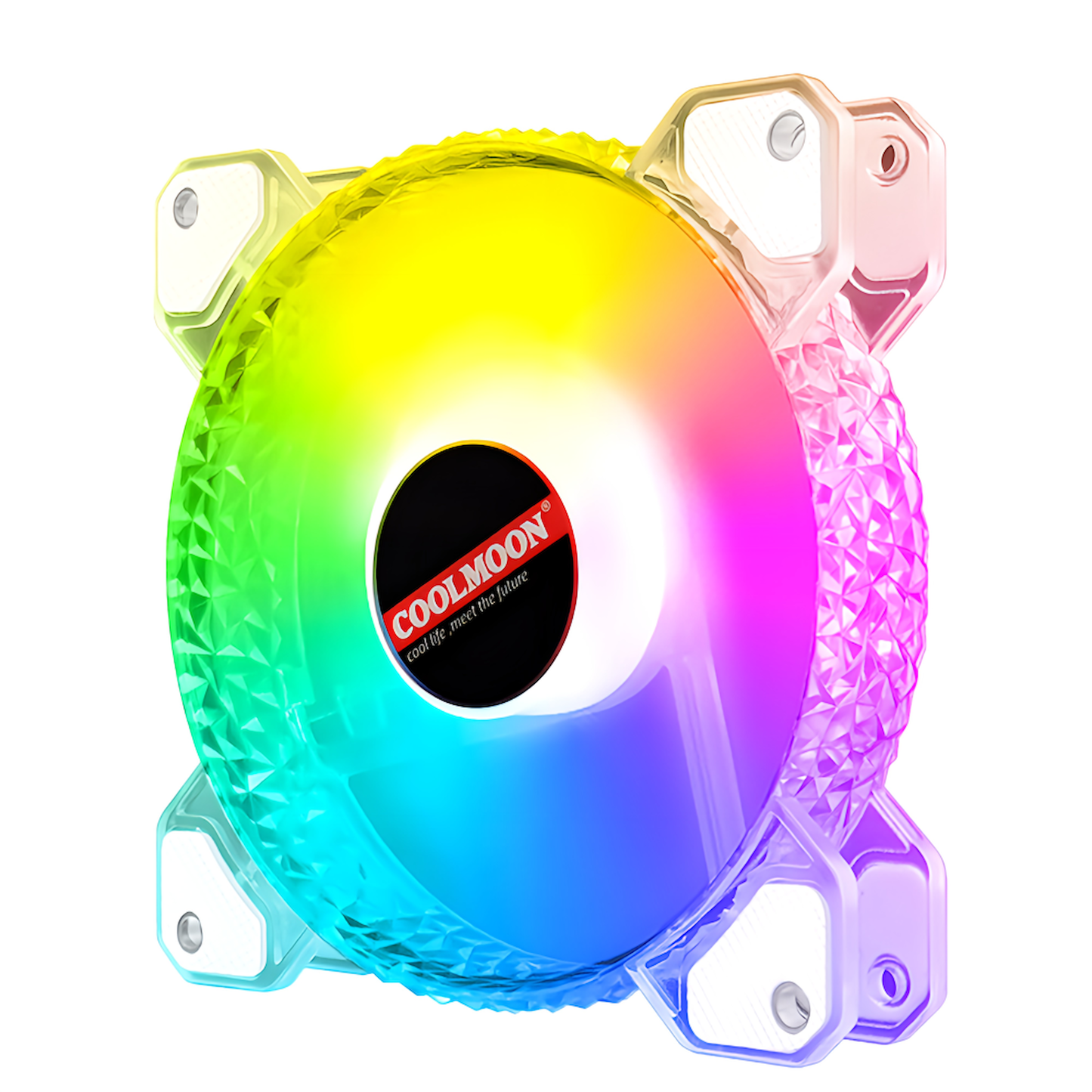 COOLMOON Crystal PC Case Fan Set of 5 120mm LED ARGB 6pin Fan Hub with Controller Remote Control Changeable Colors and Fan Speeds
