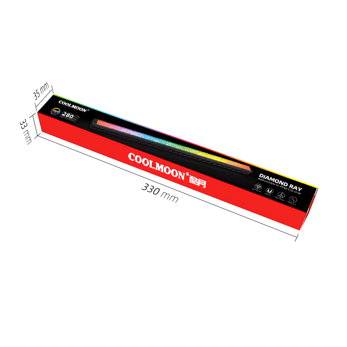 COOLMOON Light Bar LED ARGB 5v 3pin Magnet Gaming 28cm