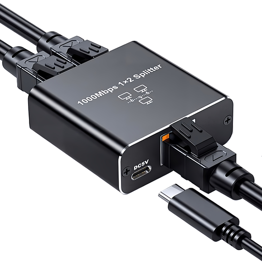 LANケーブル 2分岐アダプター スイッチングハブ 1000Mbps対応 RJ45ポート搭載 USB電源式 コンパクト設計 持