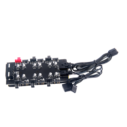 LEDパーツ用 ARGB 5v 3pin 4pin 6ポート ファンハブ コントローラー マザーボード制御対応 ファン回転速度制御対応…
