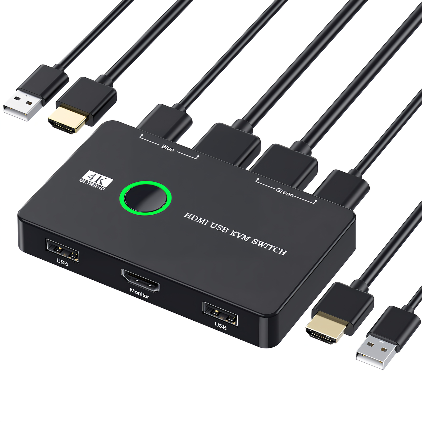KVM切替器 2入力1出力 4K60Hz PC2台用 USB HDMI スイッチ切り替え ディスプレイ モニター PC2台で一つのキーボード マウス プリンター モニター使用 PS5/PS4/PS4 Pro/PS3/Xbox One対応 KVMスイッチ USBケーブル2本&HDMIケーブル2本付き (KVM USB HDMI切替機)