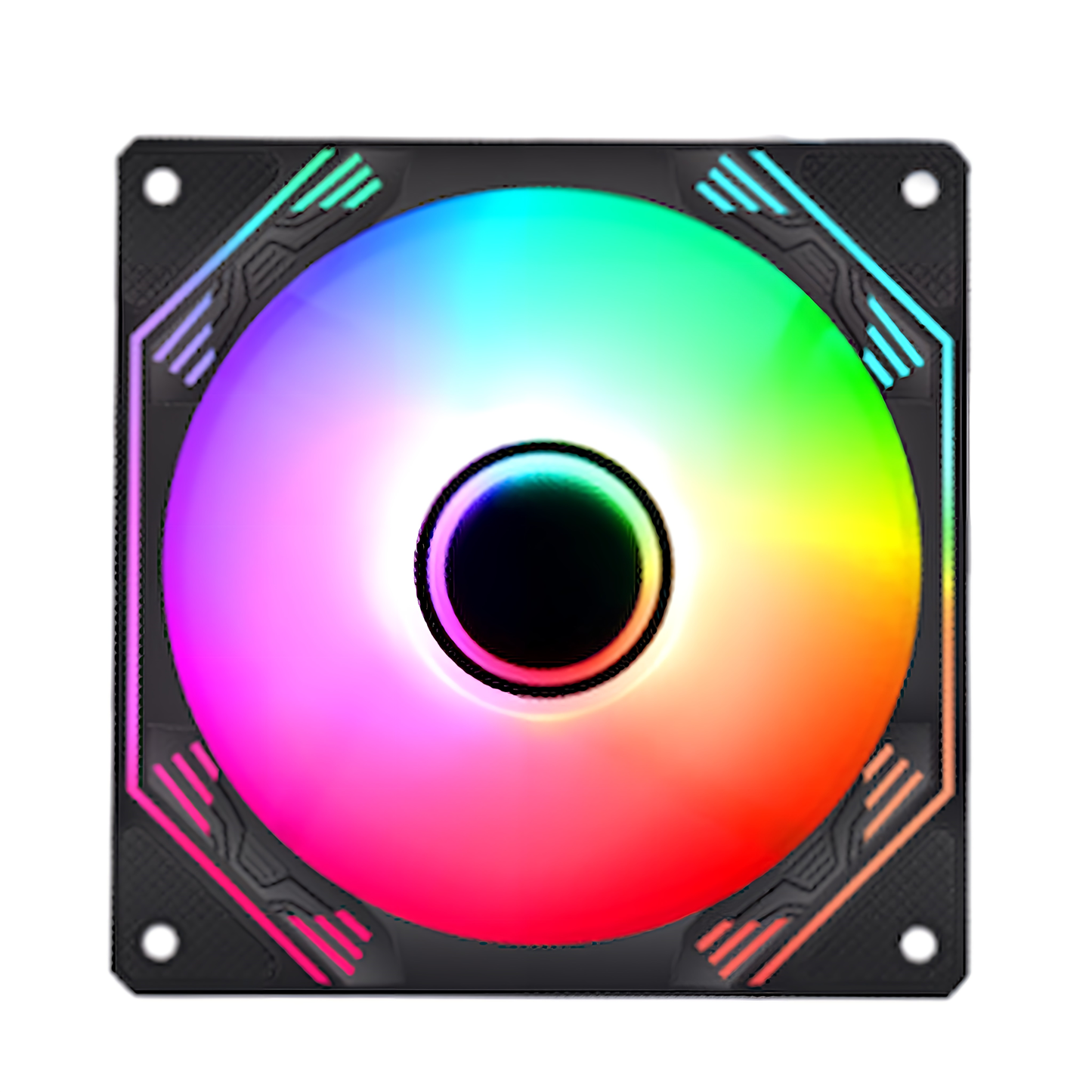 インフィニティ―ミラー PCケースファン5枚セット 120mm LED ARGB 6pin ハブ コントローラー付き リモコン 色変更可能 ファン回転速度変更可能 ペリフェラル電源 (コントローラー＋5枚セット) ブラック