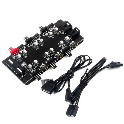 LEDパーツ用 ARGB 5v 3pin 4pin 6ポート ファンハブ コントローラー マザーボード制御対応 ファン回転速度制御対応…