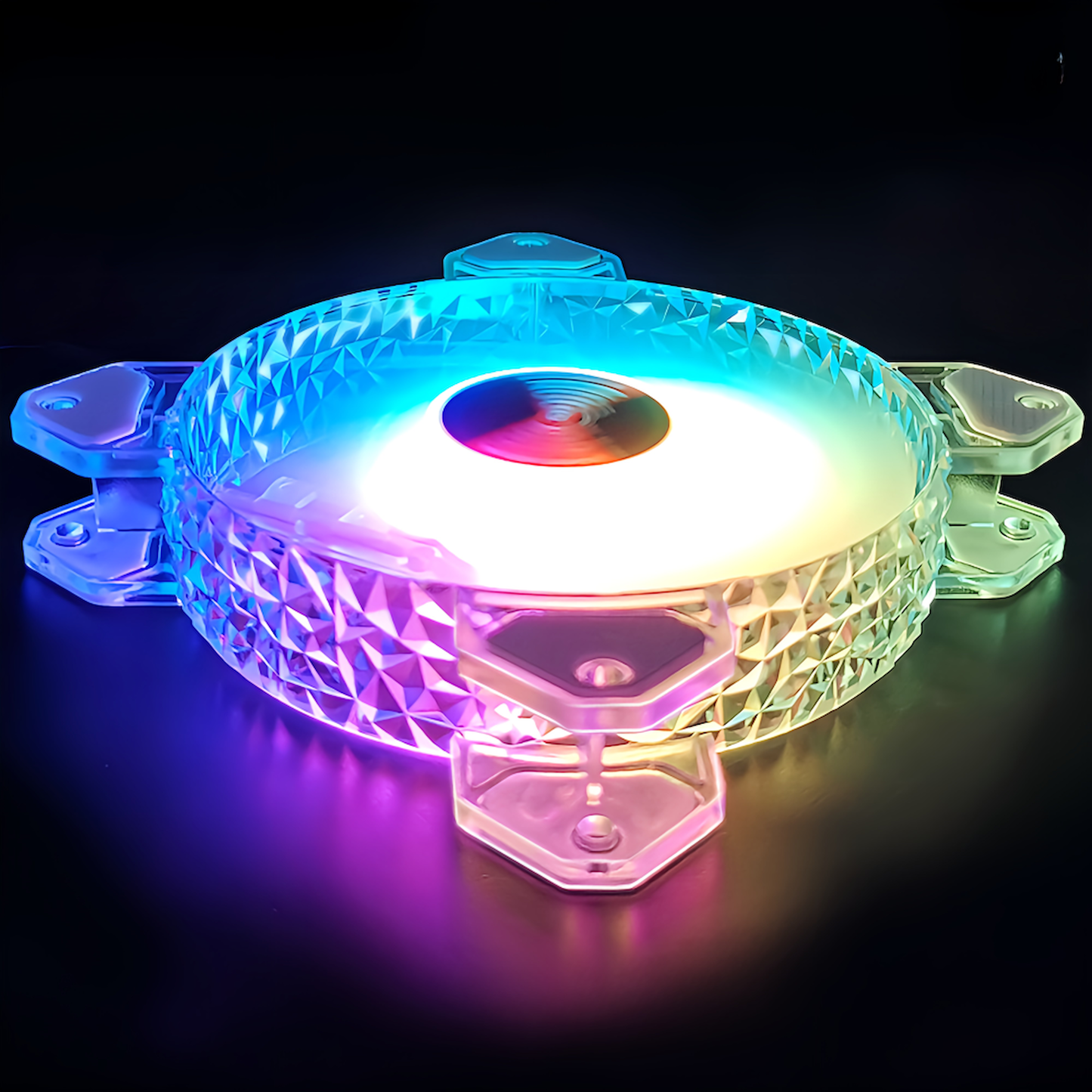 COOLMOON Crystal PC Case Fan Set of 5 120mm LED ARGB 6pin Fan Hub with Controller Remote Control Changeable Colors and Fan Speeds