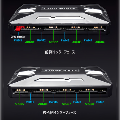 COOLMOON LED ARGB 5v 3pin ファンハブ コントローラー リモコン 色変更可能 ファン回転速度変更可能