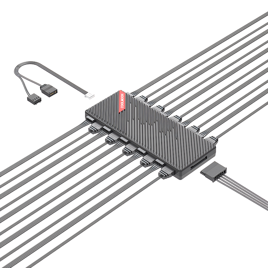 COOLMOON 20口风扇集线器控制器 ARGB 5V 3PIN 10口/12V 4pin10口 支持主板控制，支持风扇转速控制