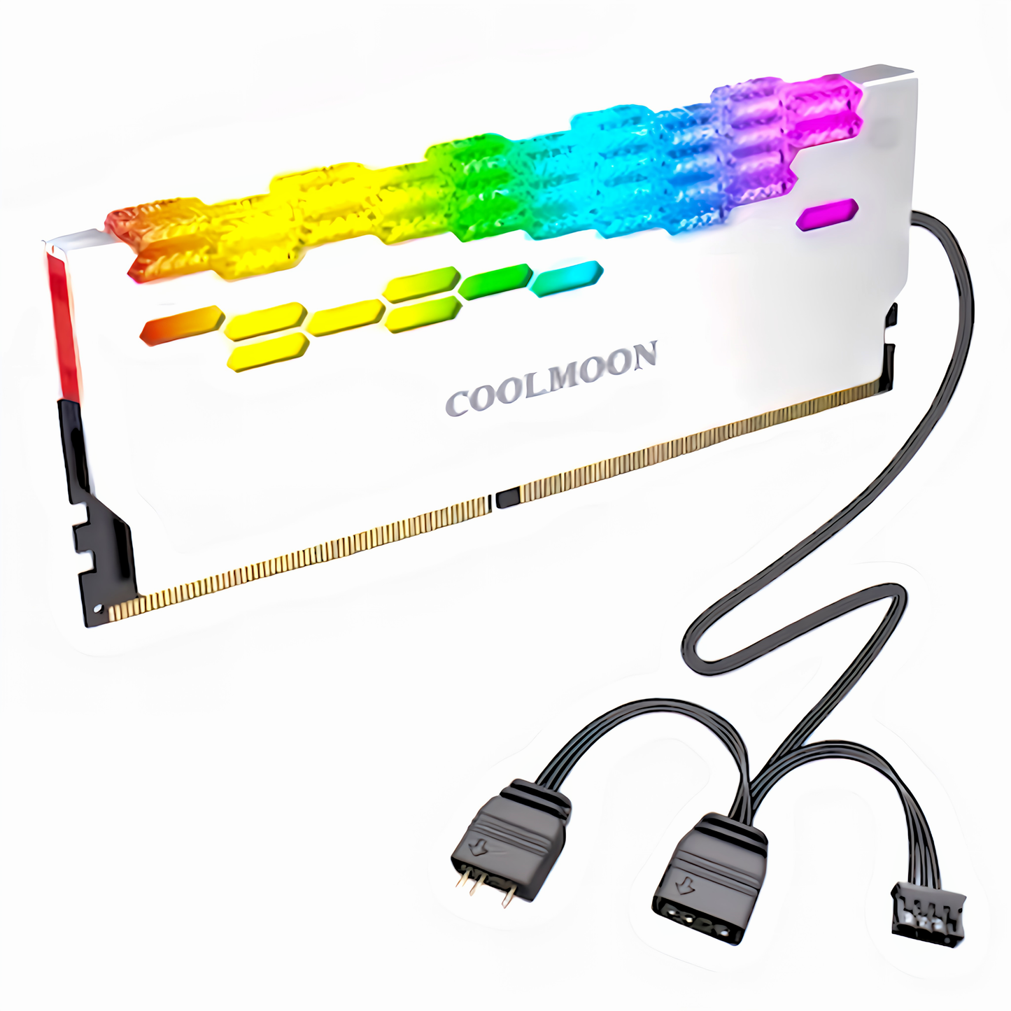 COOLMOON Memory Heatsink LED ARGB 5v 3pin RAM Cooling Diamond Cut Set of 2