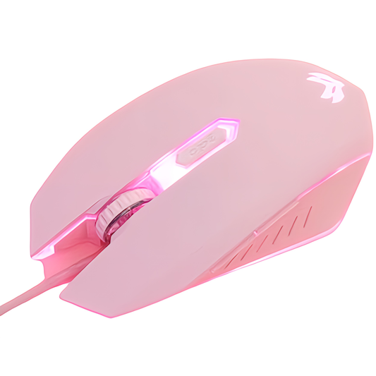 有線接続 LED ゲーミングマウス ボタン2個 ピンク 感度変更 1200dpi 1600dpi 2400dpi 3600dpi 進む戻るボタン付き