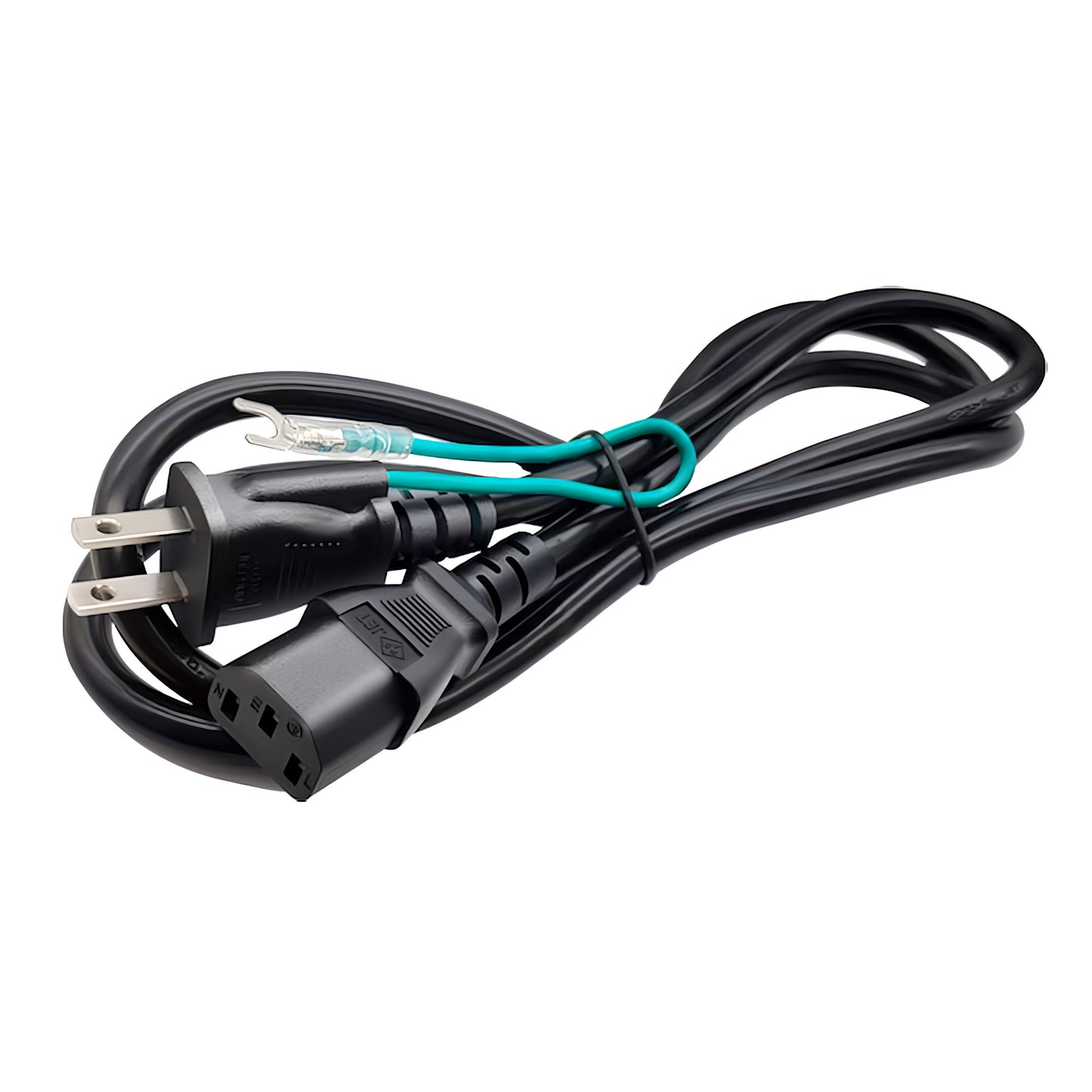 AC電源ケーブル 1.5m 3ピンソケット(メス)⇔2ピンプラグ(オス) PSE認証・アース線付き 最大1200W 12A デスクトップパソコン モニター ディスプレイ プリンター ACアダプター対応