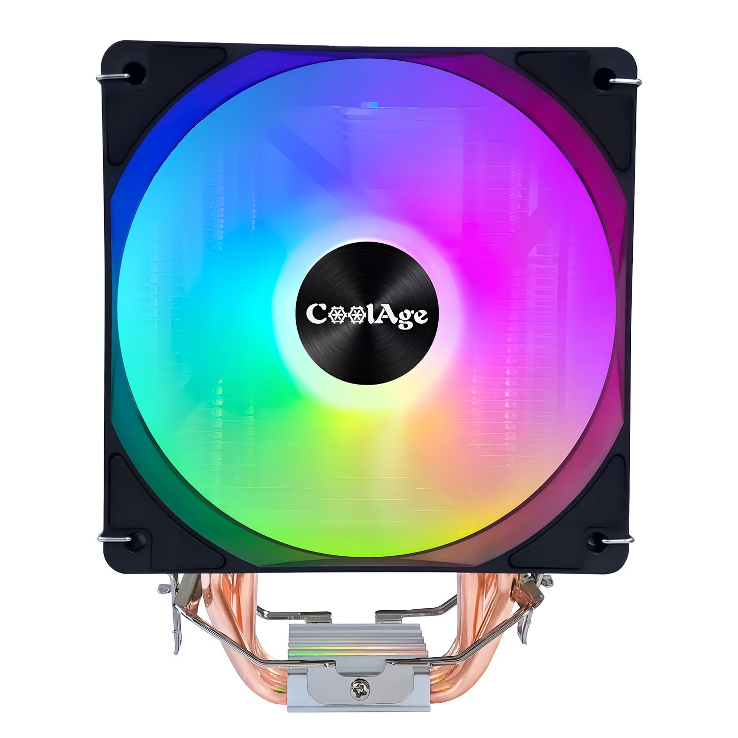 CPUクーラーサイドフロー空冷クーラー LED虹色発光 120mm LGA1851/1700/1200/115X AMD:AM5/AM4ソケットに対応 4pin PWM ファン制御 黒 ブラック