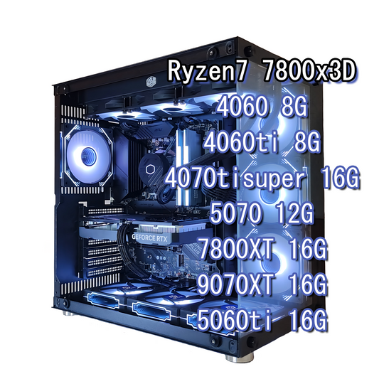 スモールラボ AMD Ryzen7 7800x3D ガラス2面ATX ゲーミングPC 簡易水冷 360mm ブラック 黒