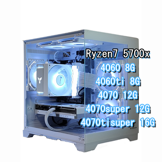 スモールラボ AMD Ryzen7 5700x RTX40 ガラス2面コンパクト ゲーミングPC ホワイト 白